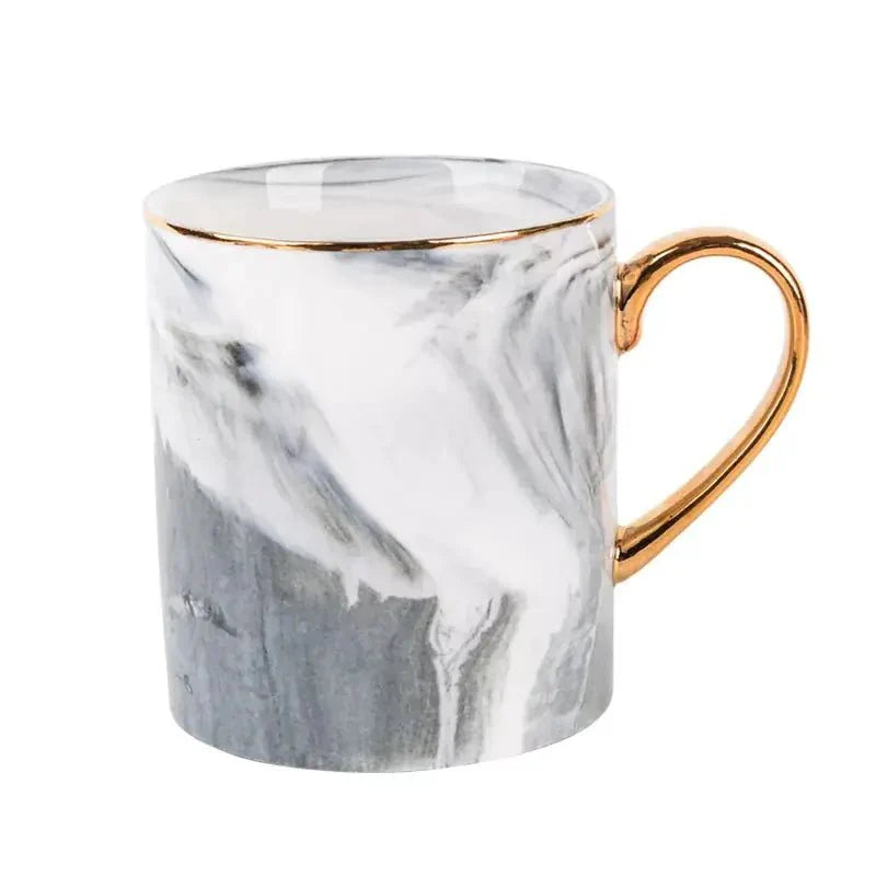 Lekoch Marble Pattern Gold-Trimmed Mug Set for Couples