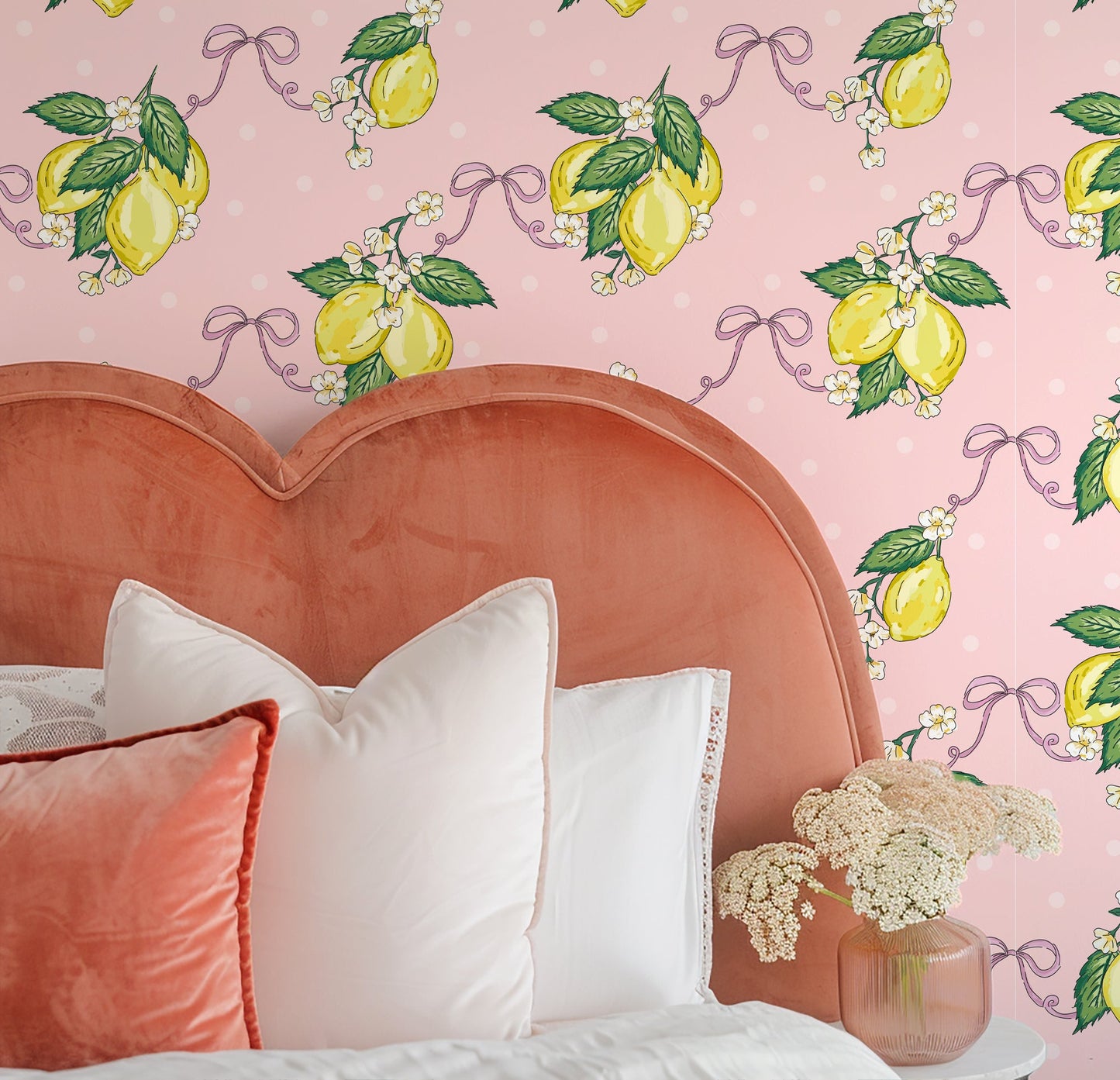 LEMON BLOSSOM SUGAR PINK WALLPAPER