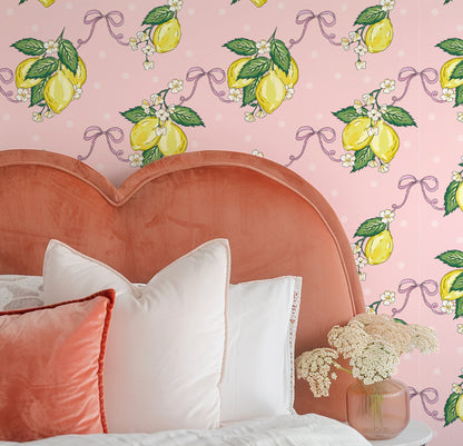 LEMON BLOSSOM SUGAR PINK WALLPAPER