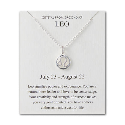 Leo Star Sign Zodiac Necklace and Quote Card with Zircondia® Crystals