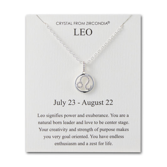 Leo Star Sign Zodiac Necklace and Quote Card with Zircondia® Crystals