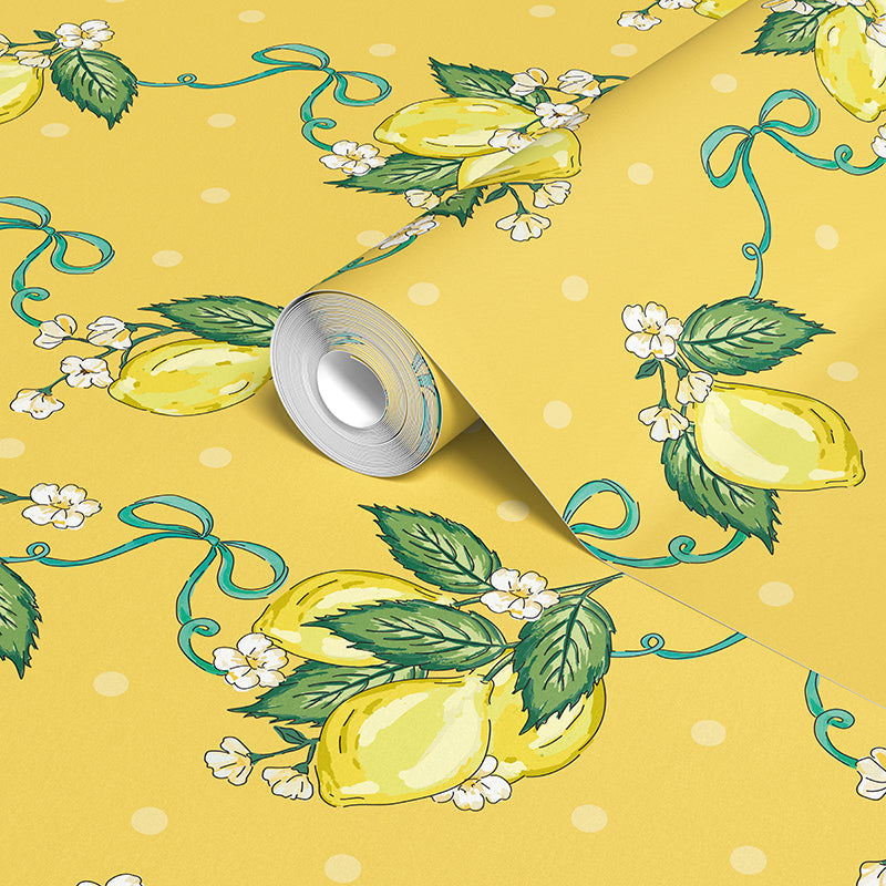 LEMON BLOSSOM BUTTER YELLOW WALLPAPER