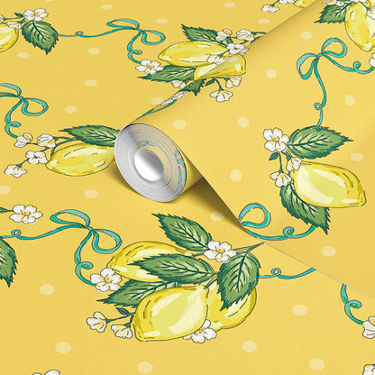 LEMON BLOSSOM BUTTER YELLOW WALLPAPER