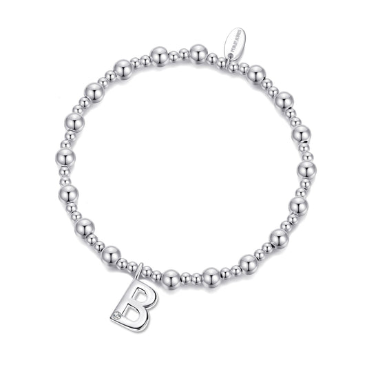 Letter B Initial Stretch Bracelet Created with Zircondia® Crystals
