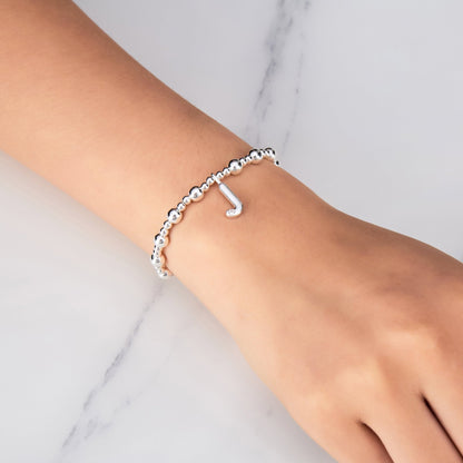 Letter J Initial Stretch Bracelet Created with Zircondia® Crystals