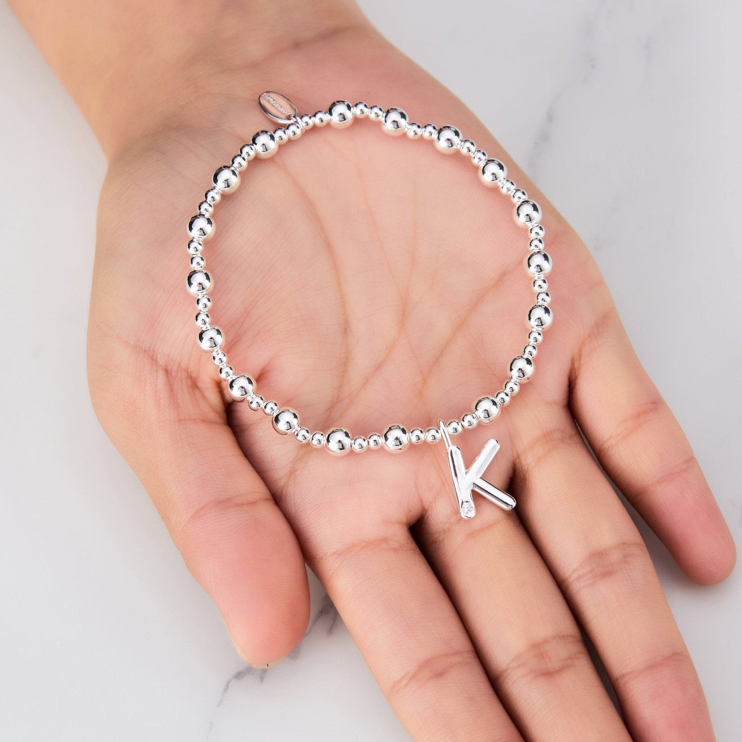 Letter K Initial Stretch Bracelet Created with Zircondia® Crystals