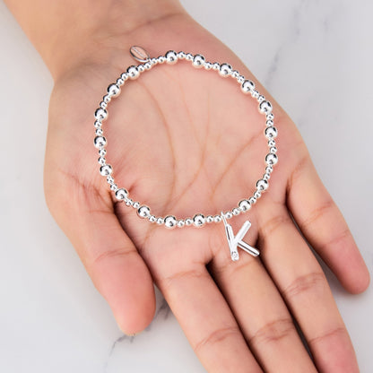 Letter K Initial Stretch Bracelet Created with Zircondia® Crystals