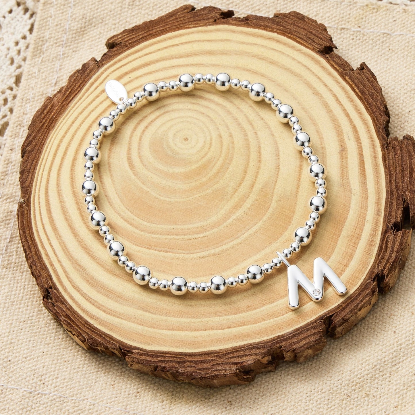 Letter M Initial Stretch Bracelet Created with Zircondia® Crystals