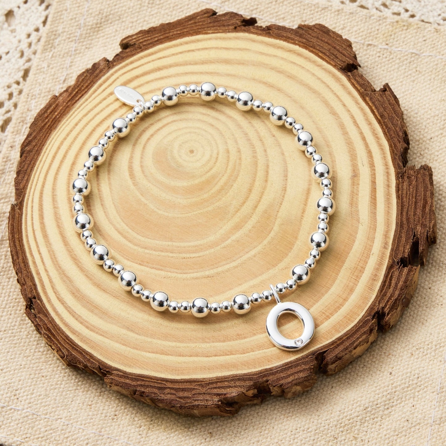 Letter O Initial Stretch Bracelet Created with Zircondia® Crystals