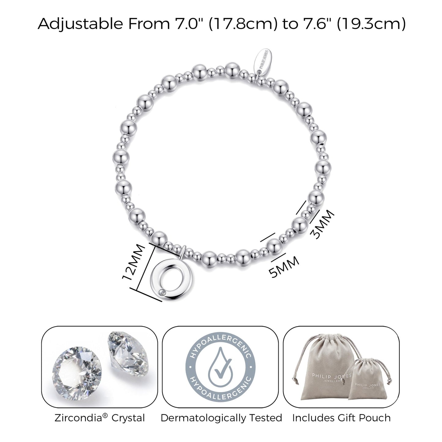 Letter O Initial Stretch Bracelet Created with Zircondia® Crystals
