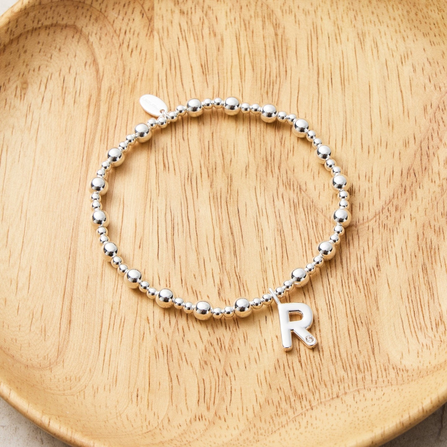 Letter R Initial Stretch Bracelet Created with Zircondia® Crystals