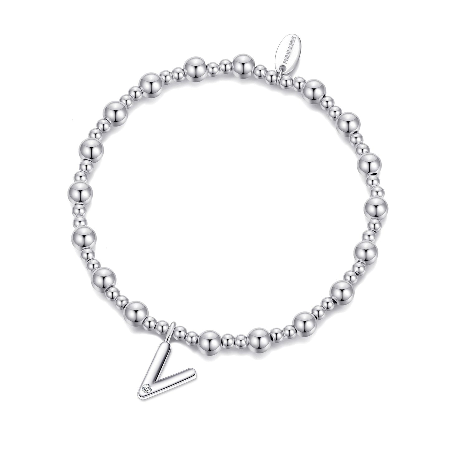 Letter V Initial Stretch Bracelet Created with Zircondia® Crystals