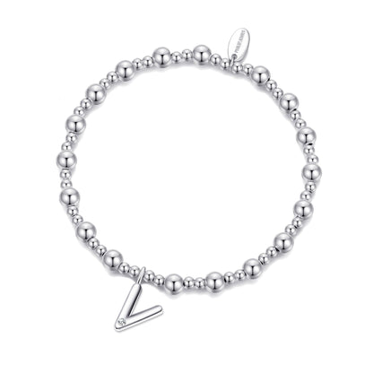 Letter V Initial Stretch Bracelet Created with Zircondia® Crystals
