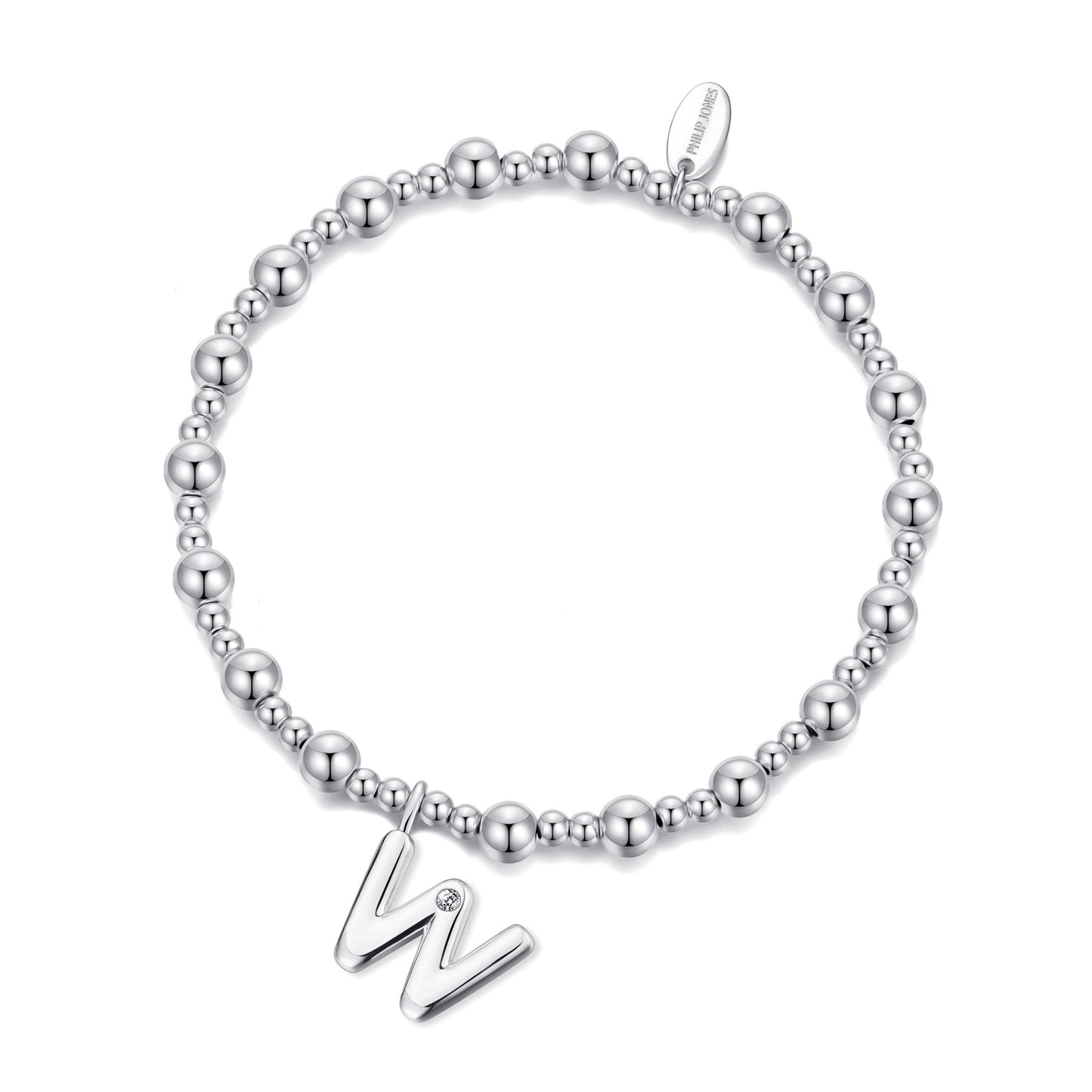 Letter W Initial Stretch Bracelet Created with Zircondia® Crystals