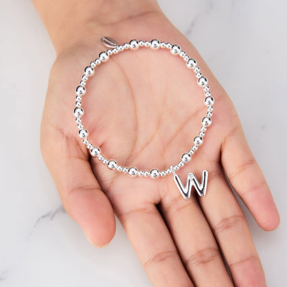 Letter W Initial Stretch Bracelet Created with Zircondia® Crystals