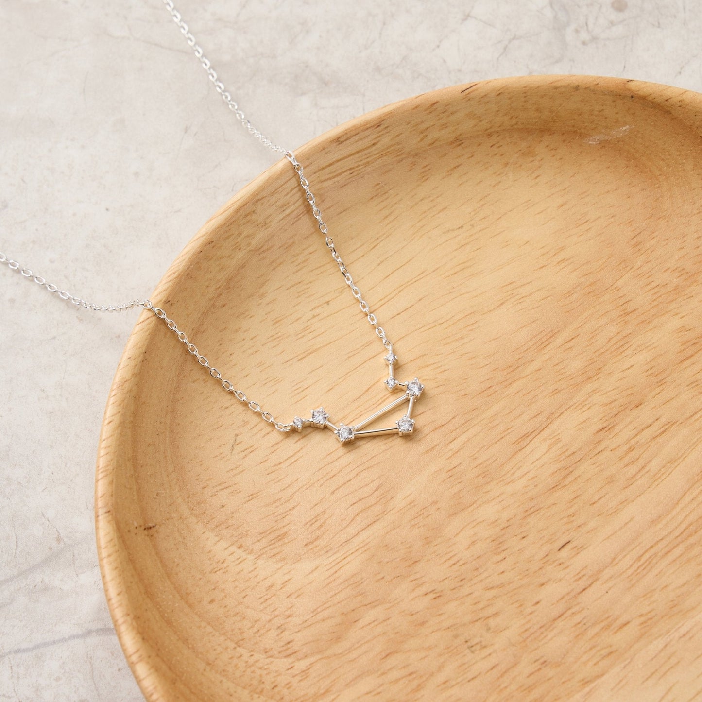 Libra Star Sign Zodiac Constellation Necklace and Quote Card with Zircondia® Crystals