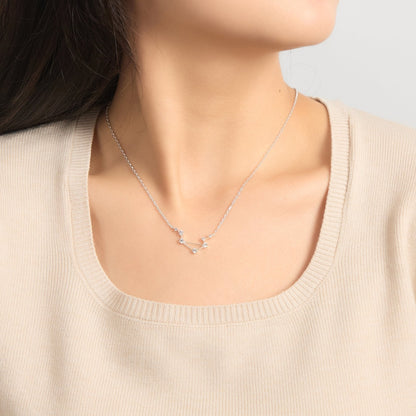 Libra Star Sign Zodiac Constellation Necklace and Quote Card with Zircondia® Crystals