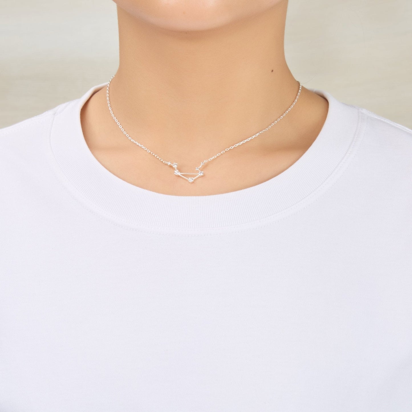 Libra Star Sign Zodiac Constellation Necklace with Zircondia® Crystals