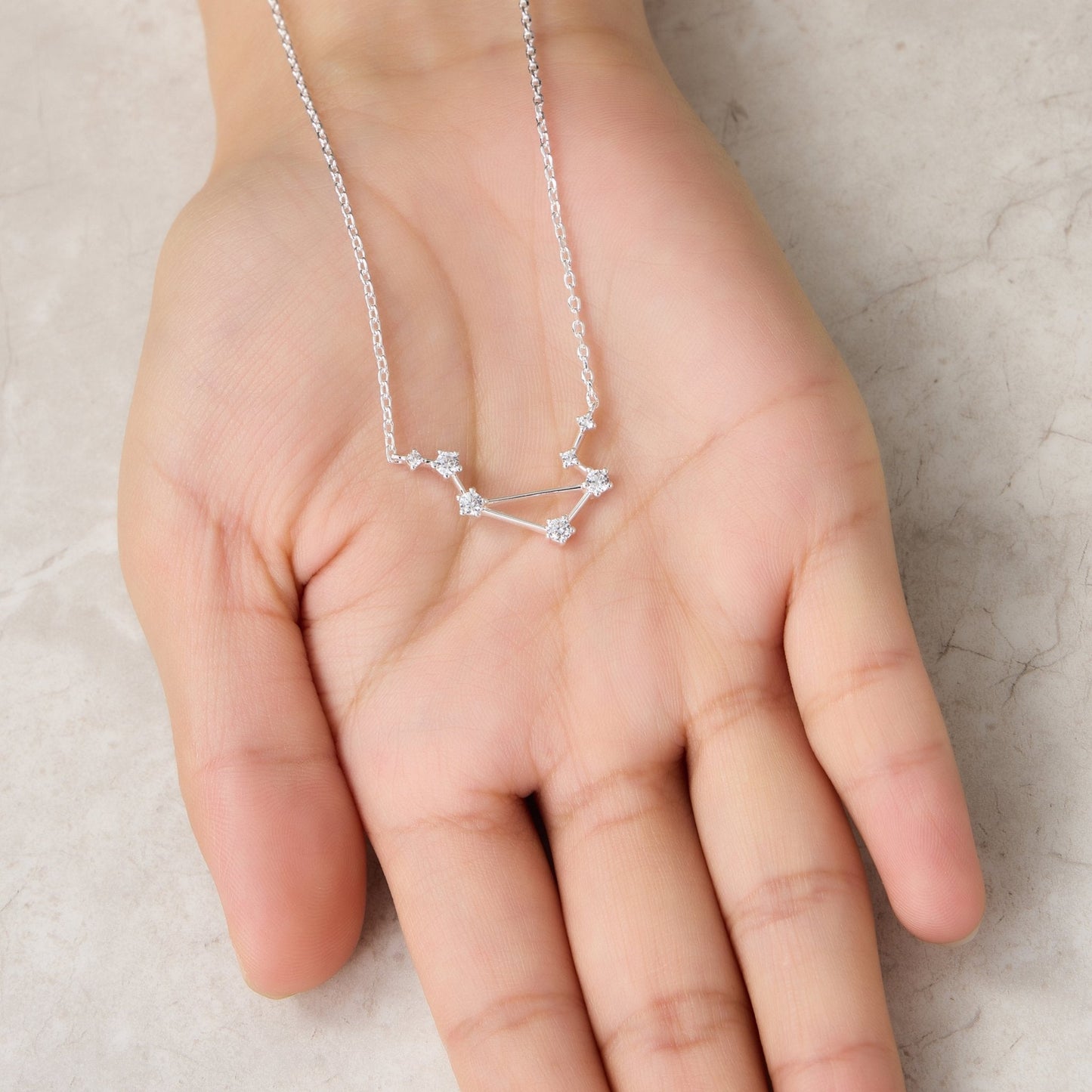 Libra Star Sign Zodiac Constellation Necklace with Zircondia® Crystals
