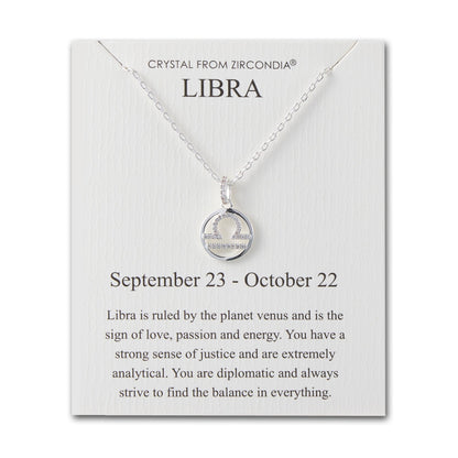 Libra Star Sign Zodiac Necklace and Quote Card with Zircondia® Crystals