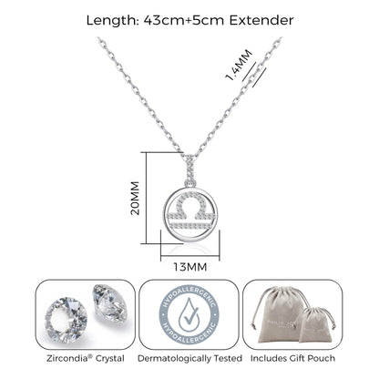 Libra Star Sign Zodiac Necklace and Quote Card with Zircondia® Crystals