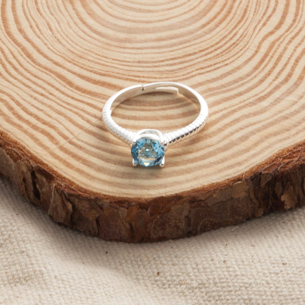 Light Blue Adjustable Crystal Ring Created with Zircondia® Crystals