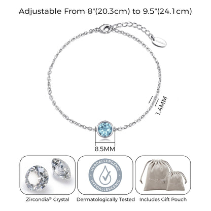 Light Blue Crystal Anklet Created with Zircondia® Crystals
