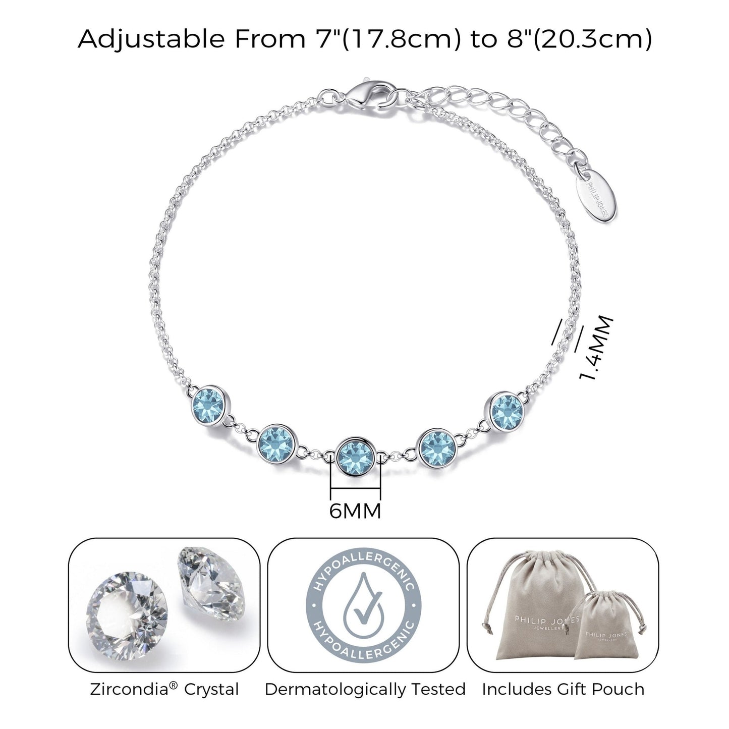 Light Blue Crystal Chain Bracelet Created with Zircondia® Crystals