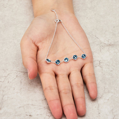 Light Blue Crystal Chain Bracelet Created with Zircondia® Crystals