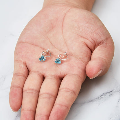 Light Blue Crystal Clip On Earrings Created with Zircondia® Crystals