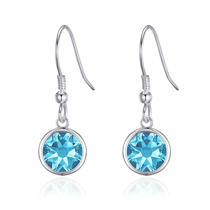 Light Blue Crystal Drop Earrings Created with Zircondia® Crystals