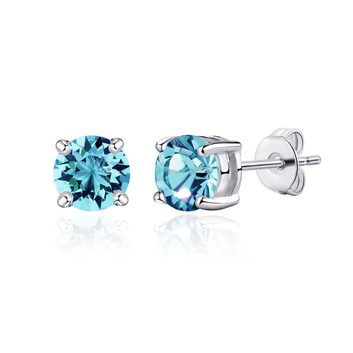 Light Blue Stud Earrings Created with Zircondia® Crystals