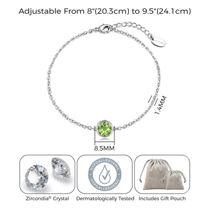 Light Green Crystal Anklet Created with Zircondia® Crystals