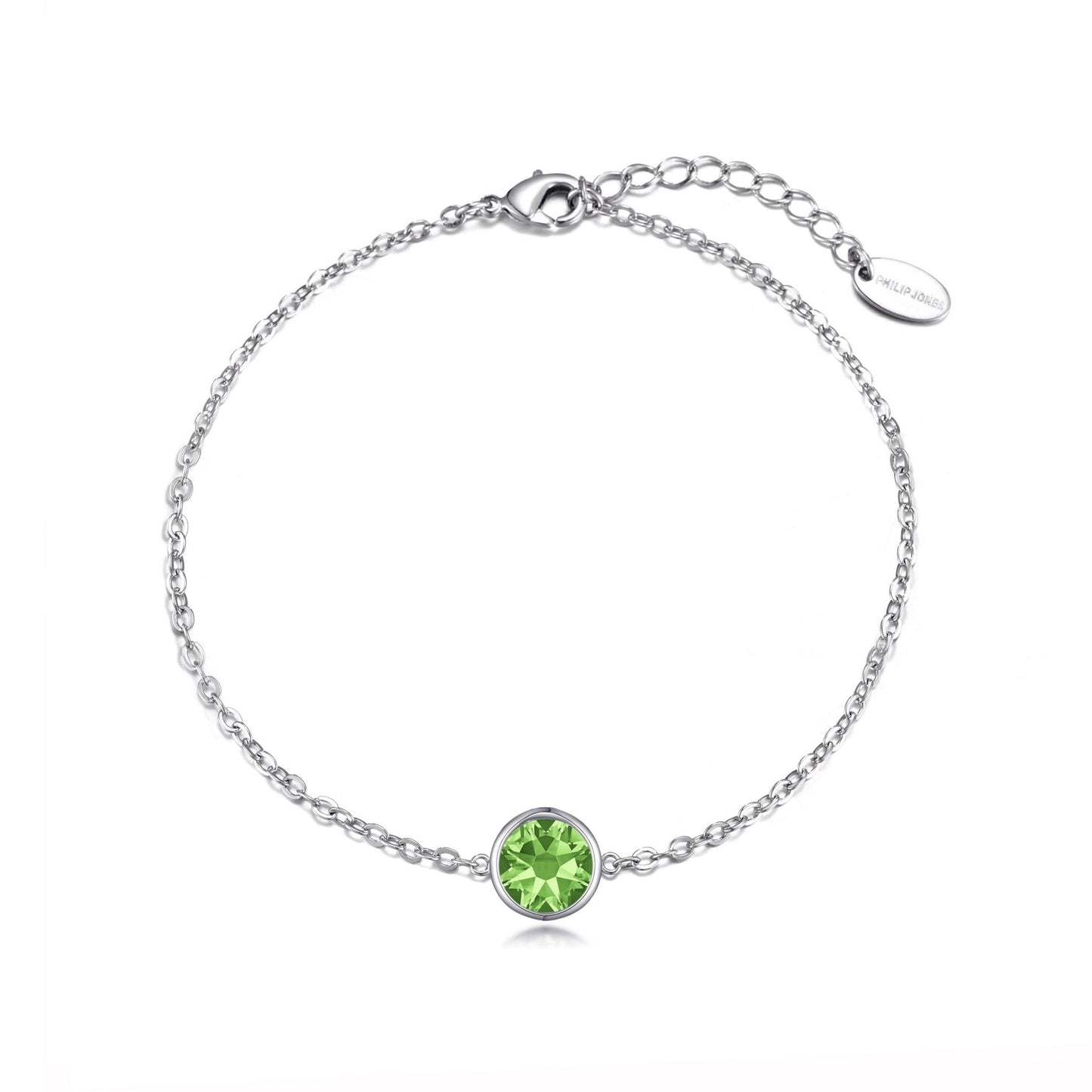 August (Peridot) Birthstone Anklet Created with Zircondia® Crystals