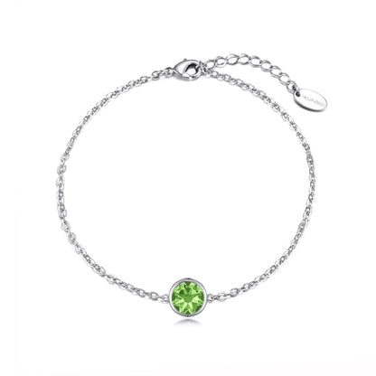 August (Peridot) Birthstone Anklet Created with Zircondia® Crystals