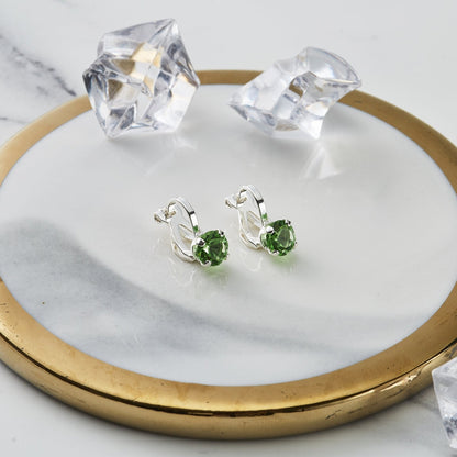 Light Green Crystal Clip On Earrings Created with Zircondia® Crystals