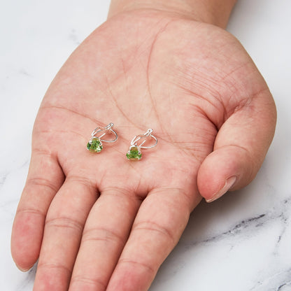 Light Green Crystal Clip On Earrings Created with Zircondia® Crystals