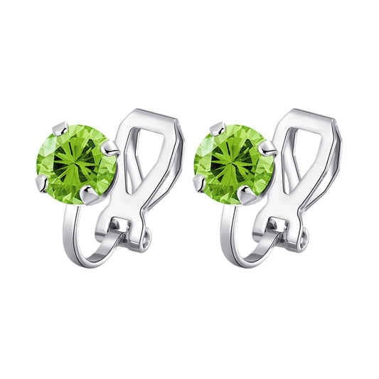 Light Green Crystal Clip On Earrings Created with Zircondia® Crystals