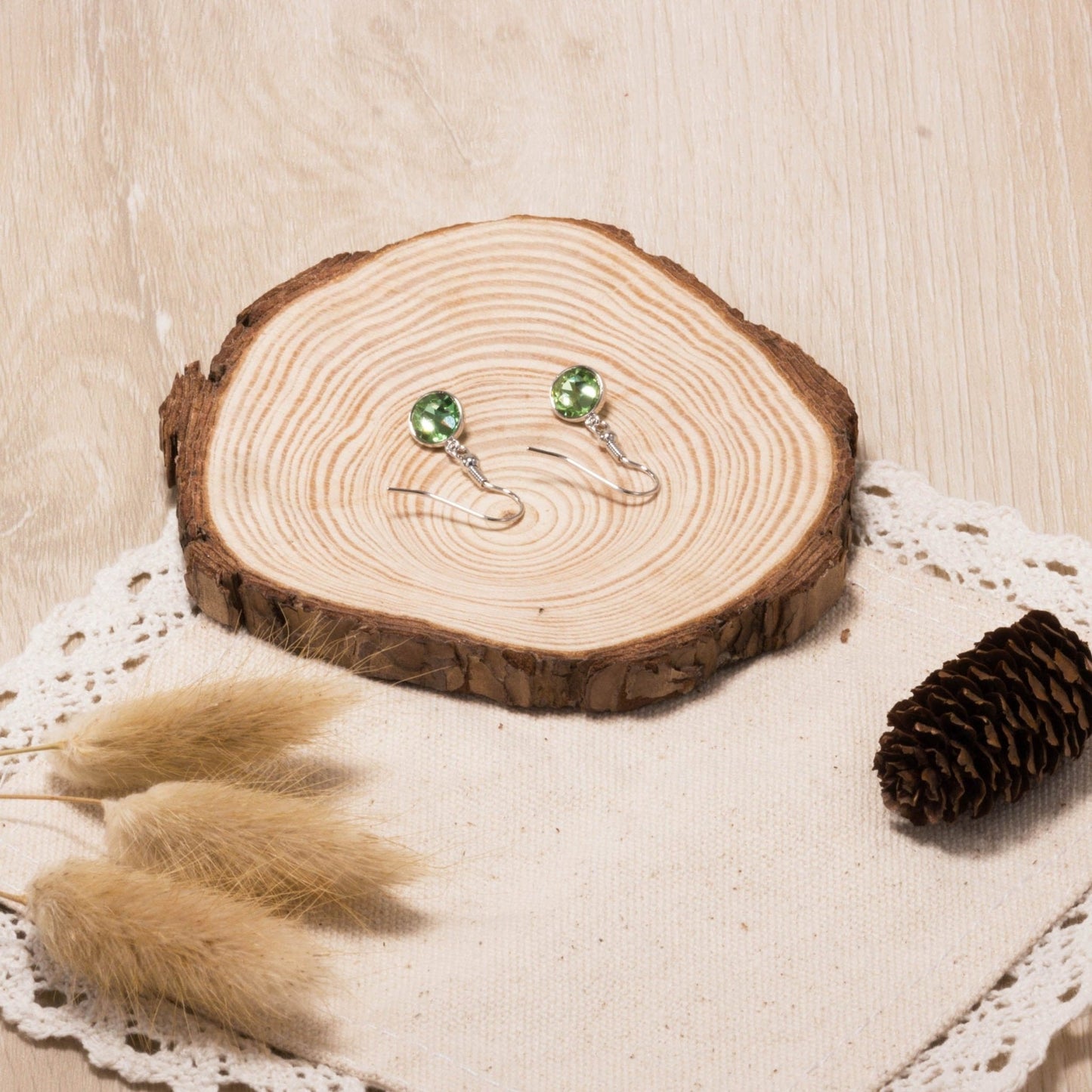 Light Green Crystal Drop Earrings Created Zircondia® Crystals