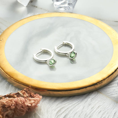 Light Green Crystal Hoop Earrings Created with Zircondia® Crystals