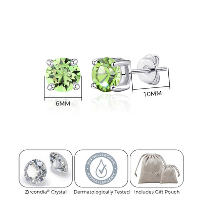 Light Green Stud Earrings Created with Zircondia® Crystals
