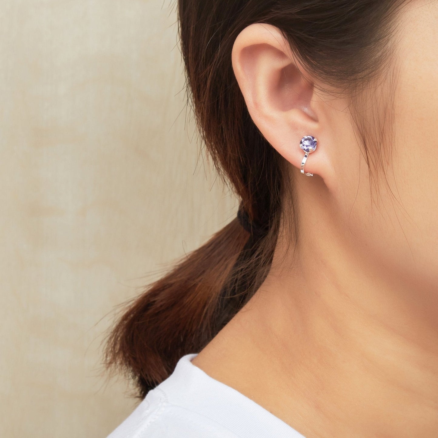 Light Purple Crystal Clip On Earrings Created with Zircondia® Crystals