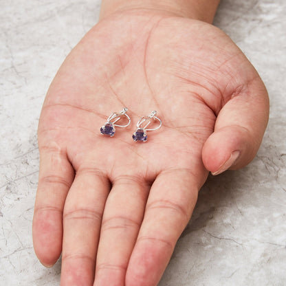 Light Purple Crystal Clip On Earrings Created with Zircondia® Crystals