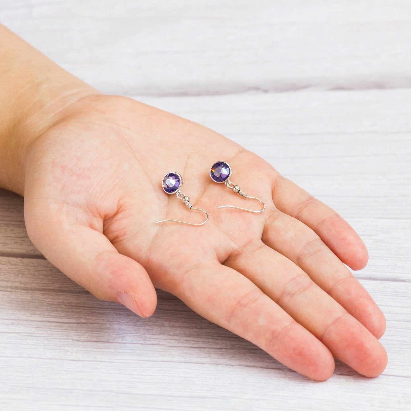 Light Purple Crystal Drop Earrings Created with Zircondia® Crystals