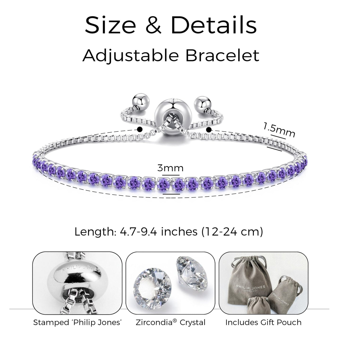 Light Purple Tennis Friendship Bracelet Created with Zircondia® Crystals