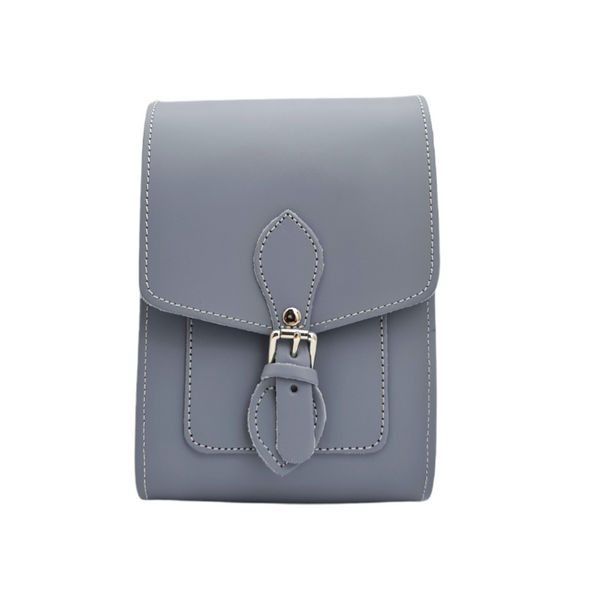 Pochette de téléphone de festival en cuir faite main - Gris lilas