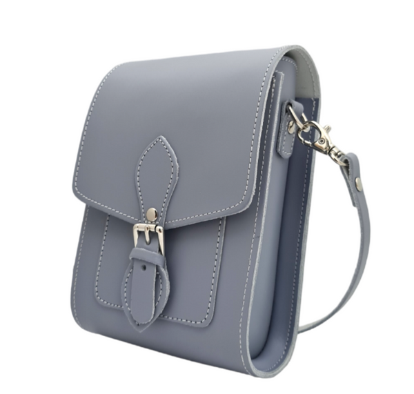 Pochette de téléphone de festival en cuir faite main - Gris lilas