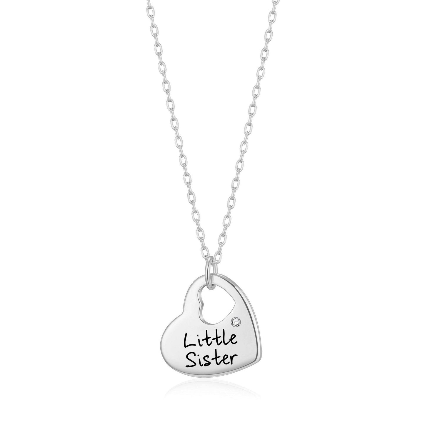 Little Sister Heart Necklace Created with Zircondia® Crystals