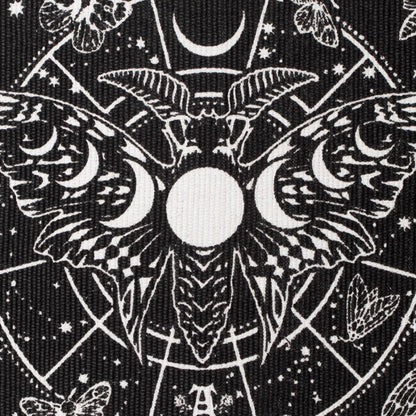 Lunar Moth Rug Gothic Cotton Moon Phase Decor