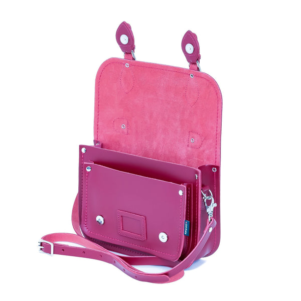 Leather Midi Satchel - Magenta